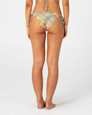Woman wearing Check Moi Midi Side Ties Bikini Bottom in Multi Check