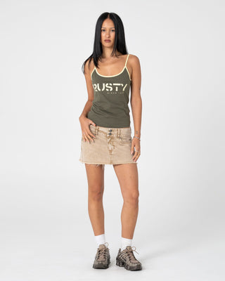 Woman wearing Tank Girl Contrast Staple Singlet in Khaki