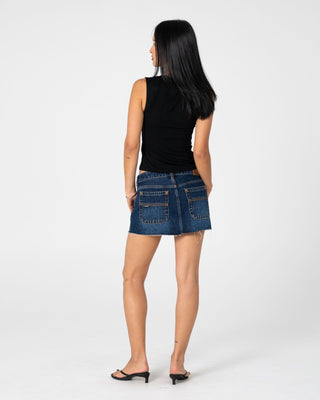 Woman wearing Vixen Vee Neck Jersey Tank in Black