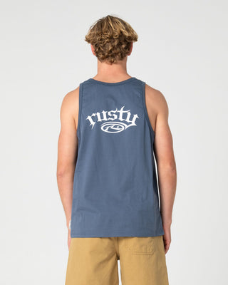 Man wearing Smacko Tank in China Blue