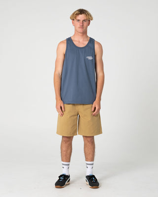 Man wearing Smacko Tank in China Blue