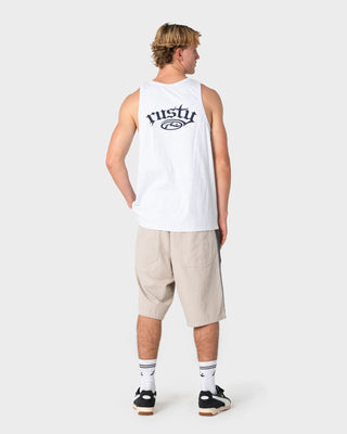 Man wearing Smacko Tank in Ecru Marle