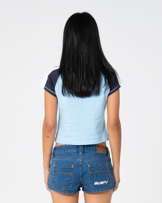 woman-wearing-bradley-mini-cap-sleeve-tee-in-retro-blue