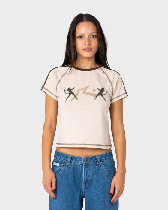 woman-wearing-double-devil-raglan-baby-tee-in-cream-java