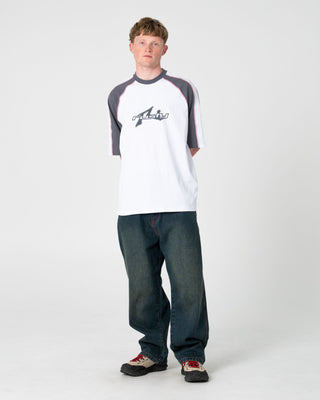 Man wearing Fade-r Short Sleeve Tee in White 2