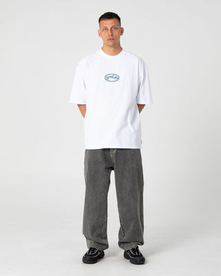 Man wearing Turbo Short Sleeve Tee in White 2