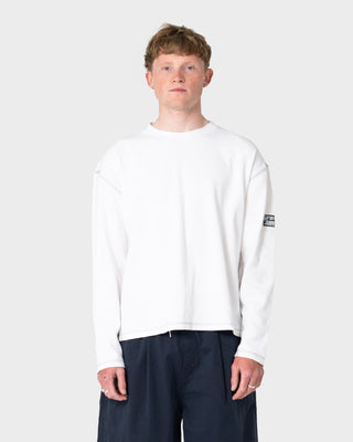 Man wearing Slack Jack Long Sleeve Heavy Tee in White