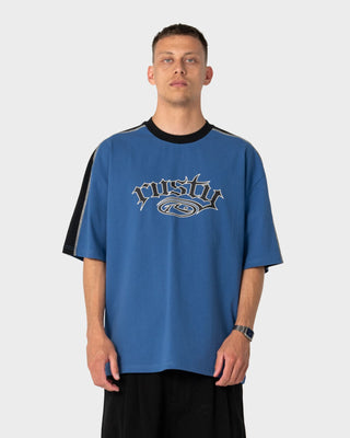 Man wearing Scream Short Sleeve Tee in Atlantic Blue