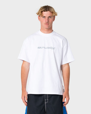Man wearing Fragment Short Sleeve Tee in White