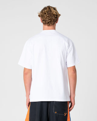 Man wearing Fragment Short Sleeve Tee in White