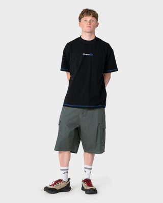 Man wearing Bus Down Short Sleeve Tee in Black