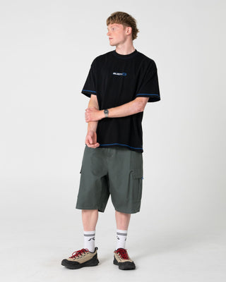 Man wearing Bus Down Short Sleeve Tee in Black