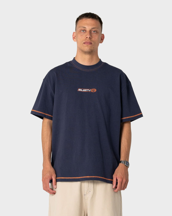 man-wearing-bus-down-short-sleeve-tee-in-dark-blue
