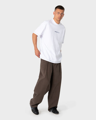 Man wearing Bus Down Short Sleeve Tee in White