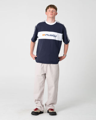 Man wearing Super Shaolin 3.0 Short Sleeve Tee in Dark Blue