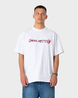 Man wearing Four By Four Short Sleeve Tee in Ecru Marle