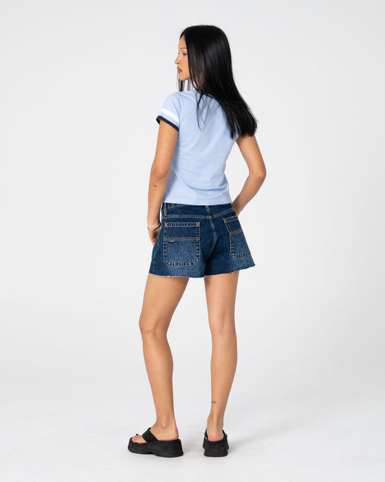 woman-wearing-penny-kick-flare-denim-short-2-0-in-walk-of-shame