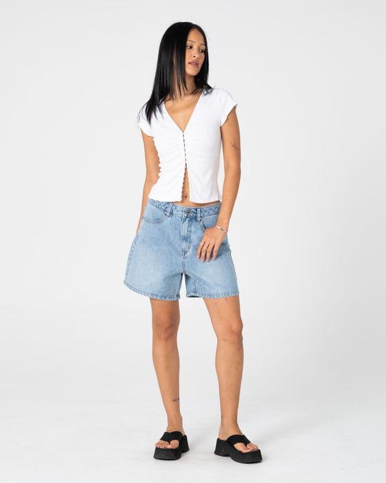 woman-wearing-cyprus-high-denim-short-2-0-in-blasted-true-blue