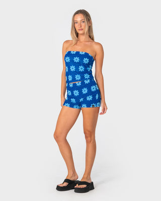 Woman wearing Bloom Towelling Booty Short in Royal Blue / Blue