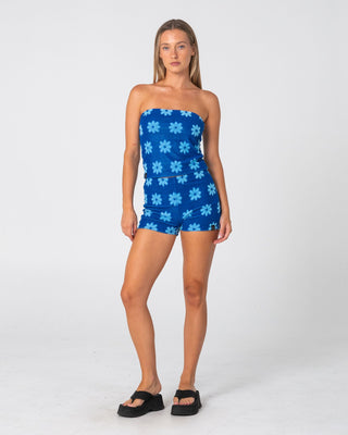 Woman wearing Bloom Towelling Booty Short in Royal Blue / Blue