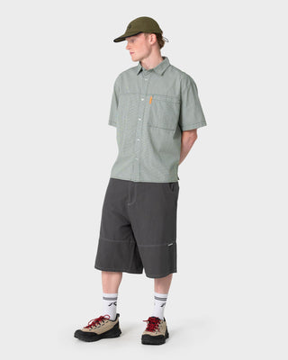 Man wearing Slapon Panel Short in Steel