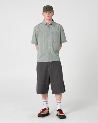 Man wearing Slapon Panel Short in Steel