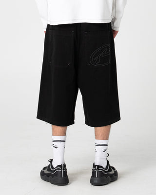 Man wearing Enigma Pleated Short in Black