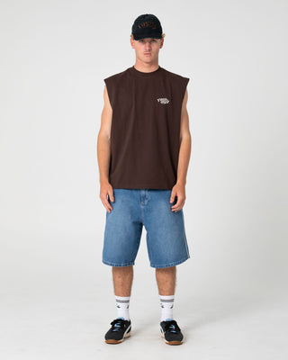 Man wearing Flip Daddy Loaded Jort in Blasted Middy Blue