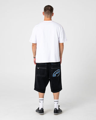 Man wearing Turbo 2.0 Baggy Jort in Black Out / Blue