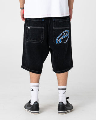 Man wearing Turbo 2.0 Baggy Jort in Black Out / Blue