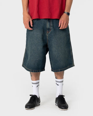Man wearing Yowie 2.0 Wide Baggy Jort in Dark N Dirty