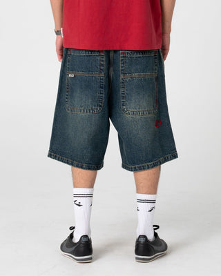 Man wearing Yowie 2.0 Wide Baggy Jort in Dark N Dirty