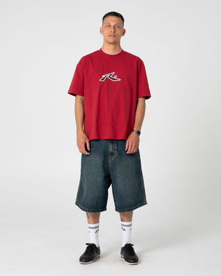 Man wearing Yowie 2.0 Wide Baggy Jort in Dark N Dirty