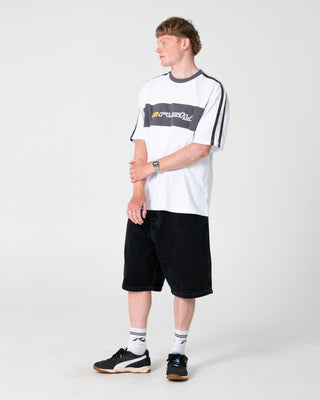 Man wearing Redemption 2.0 Jort in Black Out