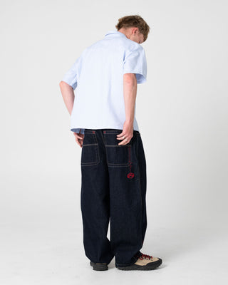 Man wearing Morning Glory Short Sleeve Shirt in Sky Blue