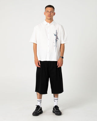 Man wearing Morning Glory Short Sleeve Shirt in White
