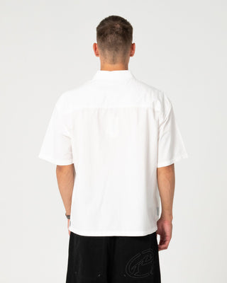 Man wearing Morning Glory Short Sleeve Shirt in White