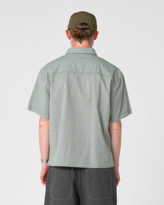 Man wearing South Central Short Sleeve Shirt in Green
