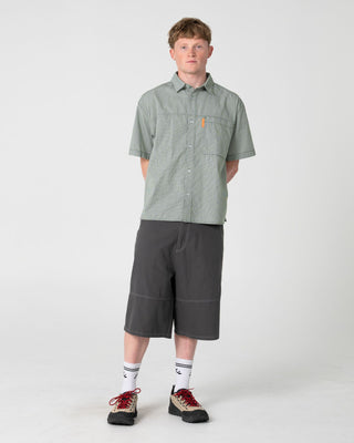 Man wearing South Central Short Sleeve Shirt in Green
