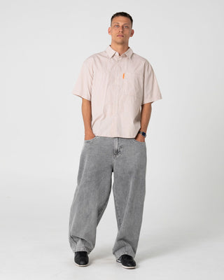 Man wearing South Central Short Sleeve Shirt in Ochre