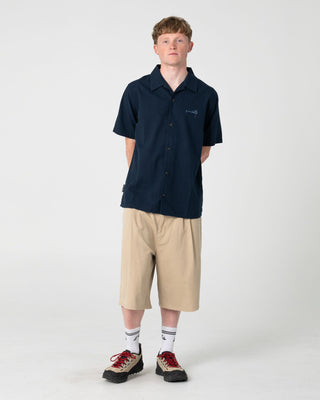 Man wearing Diego Short Sleeve Shirt in Navy Blue