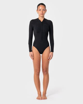 Women wearing Somersault 2mm Long Sleeve Springsuit Wetsuit in Black