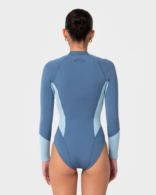 Women wearing Somersault 2mm Long Sleeve Springsuit Wetsuit in Crystal Blue