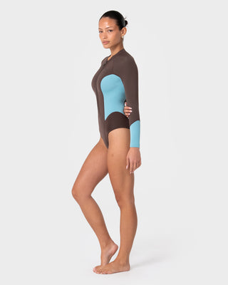Women wearing Somersault 2mm Long Sleeve Springsuit Wetsuit in Turquoise Bay