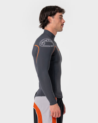 Man wearing A Series Ecoprene 1.5mm Long Sleeve Wetsuit Jacket in Graphite