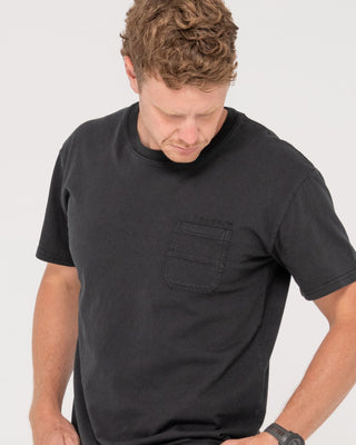 Man wearing Elbow Grease Short Sleeve Tee in Black