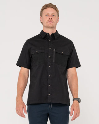 Man wearing Pressure Short Sleeve Shirt in Black