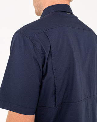 Man wearing Pressure Short Sleeve Shirt in Navy Blue