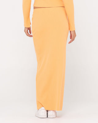 Woman wearing Scarlett Maxi Skirt in Apricot Blush