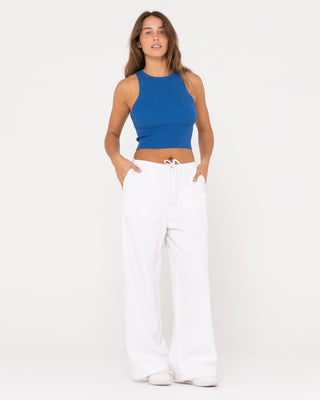 Woman wearing Amelia Knit Tank in Blue Sapphire